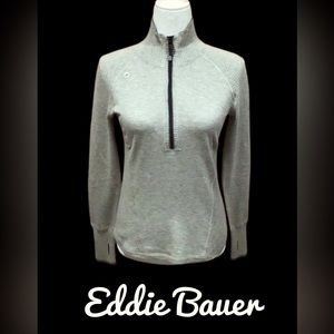 NWT Eddie Bauer FREE HEAT Quarter Zip‎ Pullover Sweater Heather Gray Size XS